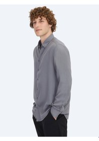 Resim Gri Regular Fit Dokuma Casual Gömlek Gri 