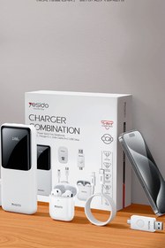 Resim Yesido 10.000mAh Dijital Powerbank 16GB Flash Bellek Airpods Kulaklık 12W Hızlı Şarj Aleti Kablo 5in1 Set 