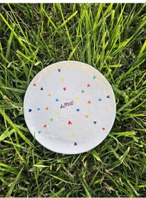 Resim 4 Adet Dokulu Love Renkli Kalpli 21cm Pasta Tabağı Çok Renk 