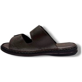 Resim Cakgo 602-26 Hakiki Deri Ultra Soft Çift Tokalı Anatomik Erkek Terlik 40-47 Kahverengi 
