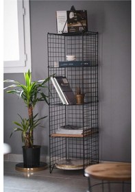 Resim DEKORATİF 5 RAFLI METAL TEL KİTAPLIK PORTATİF DOLAP ÜNİTE 