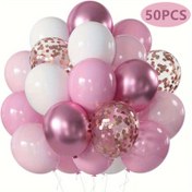 Resim 50 Adet Parlak Pembe ve Metalik Latex Balonlar - Glitter Konfeti ile Premium Yeniden Kullanılabilir Parti Dekoru, Doğum Günleri, Bebek Duşları, Cinsiyet Açıklama Törenleri, Vaftizler, Halloween Süslemeleri, Noel Süslemeleri, Temalı Balonlar, Etkinlik Planlayıcıları için Yeniden Kullanılabilir Balon Çelengi, Tatil Alışverişi 
