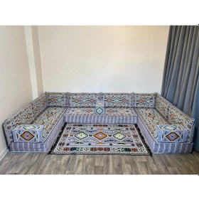 Resim Coton Şark Köşesi 20 Cm Kalınlığında Minder Takımı Gri 