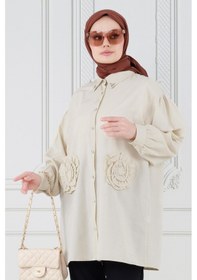 Resim Sevitli Önü Gül Detaylı Tunik-bej-3630-bej Bej 