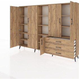 Resim Arges Dolap 11 Raflı 3 Çekmeceli 7 Kapaklı 220x30x163 Çam-çam Atlas Çam - Atlas Çam 
