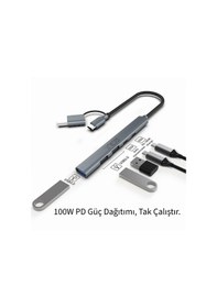 Resim Inca Iutp-06t Usb 3.0 Type-c 3.1 Hub 1 X Usb 3.0 +2 X Usb+type-c+pd100w 2.0 Alumınyum Kasa Çoklayıcı 