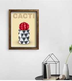 Resim Bk Gift Kaktüs Tasarımlı Doğal Masif Ahşap Çerçeveli Tablo 45X65C (551120025) 