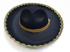 Resim Nessiworld Altın Renk Şeritli Meksika Mariachi Latin Şapkası 55 cm Çocuk 