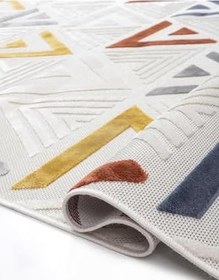 Resim Endülüs Serisi Yumuşak Yüzey Peluş Post Shaggy Çocuk Odası Oturma Odası Salon Mutfak Halısı, ANDALUS-7004A-MOTTO-150X500 