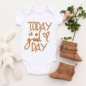 Resim TUĞBABABY Unisex Bebek Bugün Güzel Bir Gün Baskılı Body Zıbın 