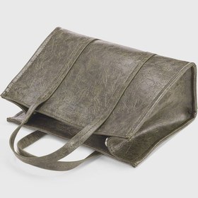 Resim Housebags Haki Deri Görünümlü Çift Askılı Tote Bag 253 Haki 