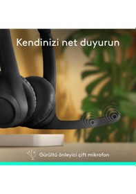 Resim Logitech Zone 300 Gürültü Önleyici Mikrofonlu Kablosuz Bluetooth Kulaklık - Siyah 