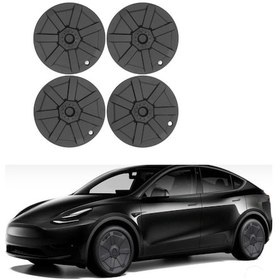 Resim Tesla Model Y Cybertruck Jant Kapağı Seti 19 İnç, Mat Siyah Renk 