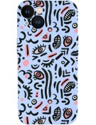 Resim mooodcase Iphone 13 Uyumlu Doodle Desenli Kamera Lens Korumalı Darbe Emici Silikonlu Lansman Kılıf 