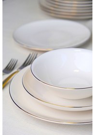 Resim Tabak Evi Chic Altın Yaldız Porselen Yemek Takımı 24 Parça 6 Kişilik Beyaz - Altın 