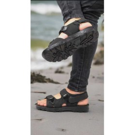 Resim Waykon Foxter Anatomik Dikişli Erkek Sandalet Mat Siyah Renk ile Sportif Şıklık 