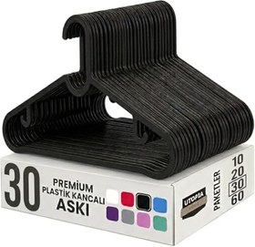 Resim 30 Adet Slim Plastik Elbise Askısı, Gardrop İçin Alan Tasarruflu Pantolon Gömlek Ceket Etek Askısı, Kıyafet Askısı, 38.5 cm x 18 cm (30, SİYAH) 