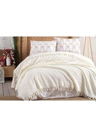 Resim Saçaklı Pike Takımı Çift Kişilik Mona Beyaz Diğer 