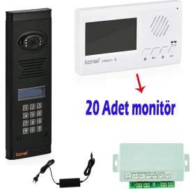 Resim Görüntülü Diafon Seti Konwi Intercom Apartman Tipi Set Vsions 4,3 Monitör Zil Paneli Şifreli Kameralı Güç Kaynağı 