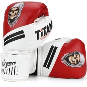 Resim Titan Sport Kırmızı Beyaz Hayalet Kurukafa Desenli Boks Eldiveni Çok Renkli 