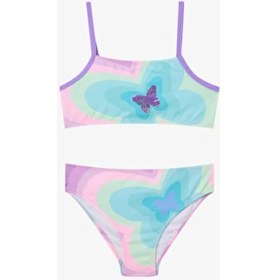 Resim Penti Kız Çocuk Rainbow Butterfly Halter Yaka Bikini Takımı 