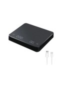 Resim Zamanlayıcılı Led Ekranlı Dijital Kahve Terazisi Espresso Usb 3kg Maks. Tartım Black 3kg 