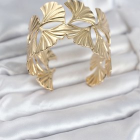 Resim BURCU MODA Pirinç Gold Renk Levha Yelpaze Model Kadın Bileklik 