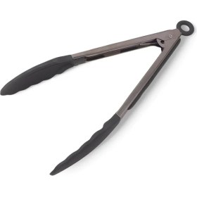 Resim Mutfak Maşası Yemek Izgara Salata Barbekü Kızartma Maşası, Isıya Dayanıklı Paslanmaz Çelik Saplı Silikon Yemek Maşası 3 Renk Seçeneği (Gri-Krem-Bej) (Gri) 