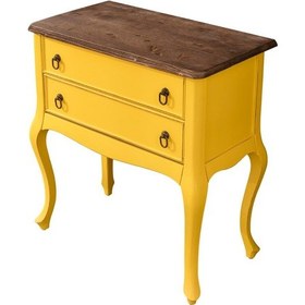 Resim Roys Ahşap S3540 Sarı Üstü Ceviz Eskitme Çift Çekmeceli Komodin T 