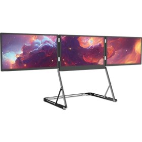 Resim Trimonitör 15.6″ Taşınabilir Üçlü Monitör (Stantlı) 