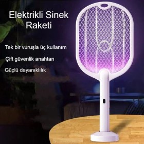 Resim Esranın Dünyası Elektrikli Sivrisinek Kovucu USB Şarjlı 3000V 3 Katmanlı Güvenli Izgara Taşınabilir Böcek Öldürücü 