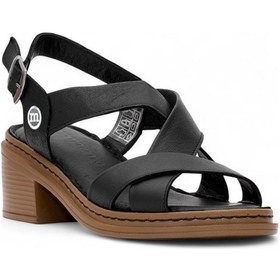 Resim Mammamia D25ys-2560 Deri Comfort Kadın Sandalet Siyah 