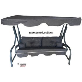 Resim 3 Kişilik Lüks Vip Salıncak Minderi Düğmeli-Süngerli Siyah (552012509) 
