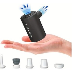 Resim Motion003 Flextaılgear Max 2024 Siyah Taşınabilir Hava Pompası 300l Dakika 1600mah Bataryalı Şişirme Çıkarma Hava Yatakları Uyku Pedleri İçin 