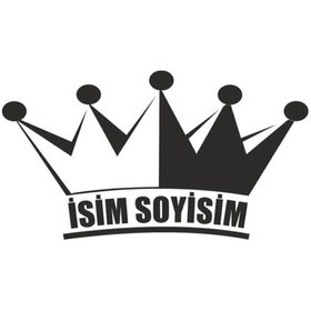 Resim Kral Tacı Isim Soyisim Oto Motor Laptop Duvar Folyo Sticker 70 X 35 