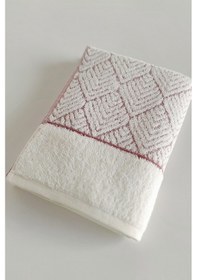 Resim Geometrik Desenli Zemini Renkli Bambu El Havlusu - 50x90 Cm - Kiremit Kiremit 