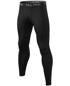 Resim Folinda Erkek Sıkı Form Fitness Taytları - Hızlı Kuruyan, Stretçli Dokuma, Spor Ve Koşu İçin Siyah M Avrupa Numara Siyah 