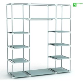 Resim Çift Yandan Raflı Renkli Plastik Profilli Bez Dolap, Pratik ve Şık Depolama Çözümü 