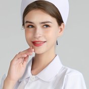 Resim Klasik Hemşire Kepi Beyaz, Pembe veya Gökyüzü Mavisi - Hastaneler ve Klinikler için Güvenli Basınç Tokalı Dayanıklı Polyester Örgü 