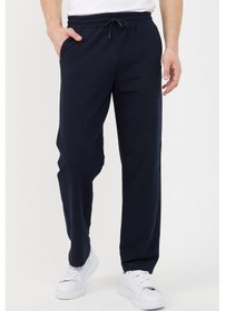 Resim Mmetalic Lacivert Relaxed Fit Bisiklet Yaka Sweatshirt Düz Paça Erkek Eşofman Takımı Lacivert 