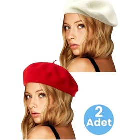 Resim Uniquetrenders Kadın Fransız 2'li Ressam Bere Ekru Kırmızı Ekru - Kırmızı 
