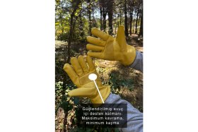 Resim Tanto Bushcraft Gerçek Dana Derisi Sarı Erkek Eldiven - Dayanıklı Iş ve Outdoor Kullanımına Uygun 