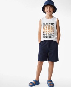 Resim Koton Baskılı Beyaz Erkek Çocuk Kolsuz T-shirt 6skb30009tk 