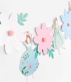 Resim Çok Renkli Prenses ve Çiçek Banner - Çok Renkli / Tek Ebat 