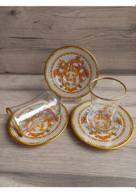 Resim Konyax Truva 6 Kişilik 12 Parça Çay Seti Renkli 