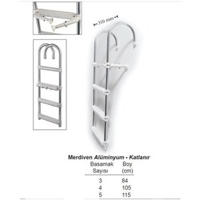 Resim Sealux Marine Katlanır Merdiven Alüminyum Beyaz 3 Basamaklı 