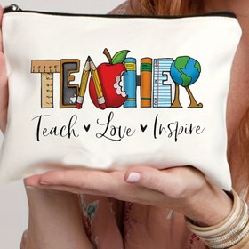 Resim Öğretmen Makyaj Çantası Kalem Kutusu Düzenleyici Fermuarlı El Çantası Tote Hediye 