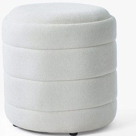 Resim Lüks Cnc Çizgili Yuvarlak Puf Makyaj Masası Pufu Dekoratif Ayak Uzatma Krem Model Krem 