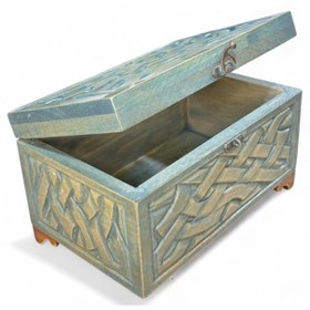 Resim Ahşap El Oyması İşlemeli Dekoratif Ahşap Sandık. 001 