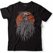 Resim Kendim Seçtim Skull Skeleton Ağaç Kökü Kuru Kafa Çocuk Tişört Siyah 